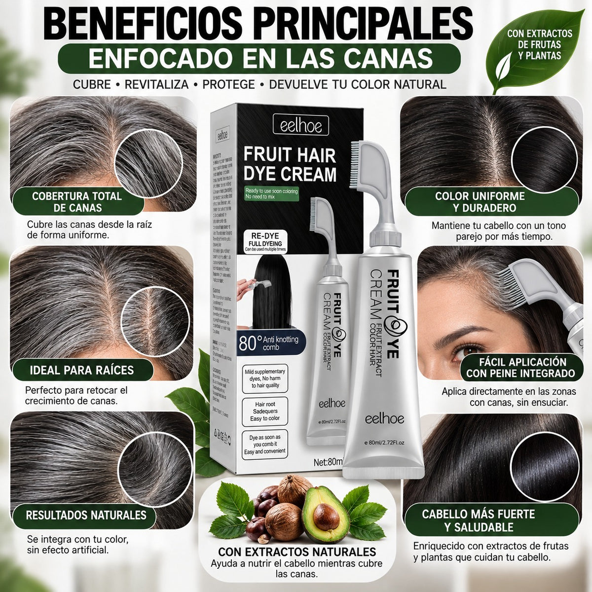 Tinte para canas vegetal eelhoe: Cubre canas naturalmente con tinte frutal.