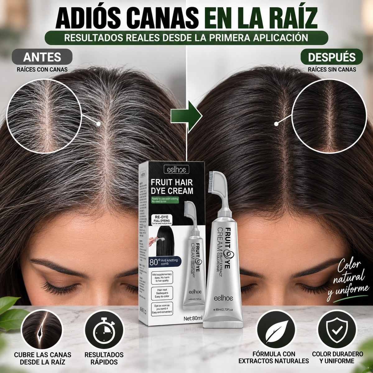 Tinte para canas vegetal eelhoe: Cubre canas naturalmente con tinte frutal.