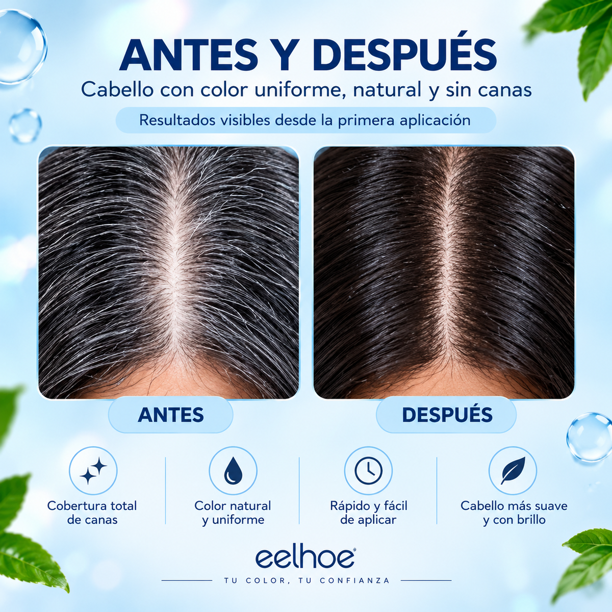 Tinte para canas vegetal eelhoe: Cubre canas naturalmente con tinte frutal.
