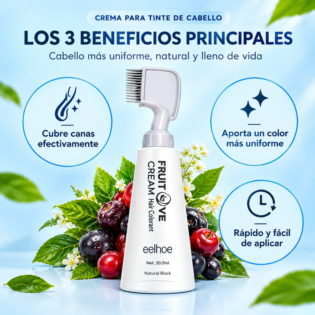 Tinte para canas vegetal eelhoe: Cubre canas naturalmente con tinte frutal.